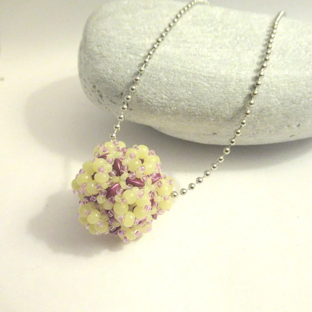 Handwoven Uranium and Glow in the dark Pendant